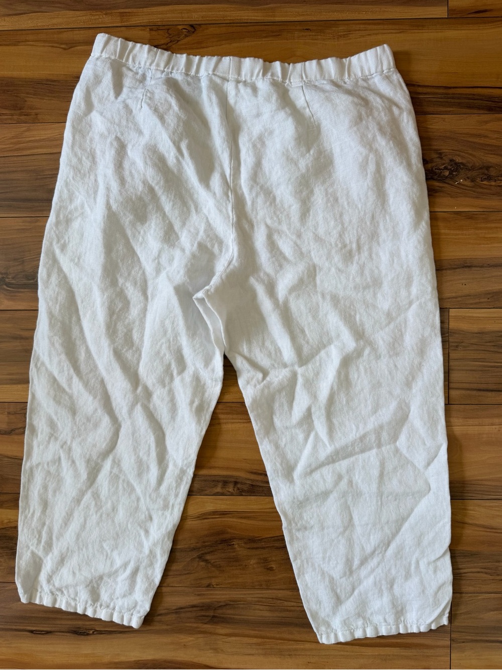 J.Jill 100% Linen White Elastic-Waist Cropped  Pants - Picture 3 of 8